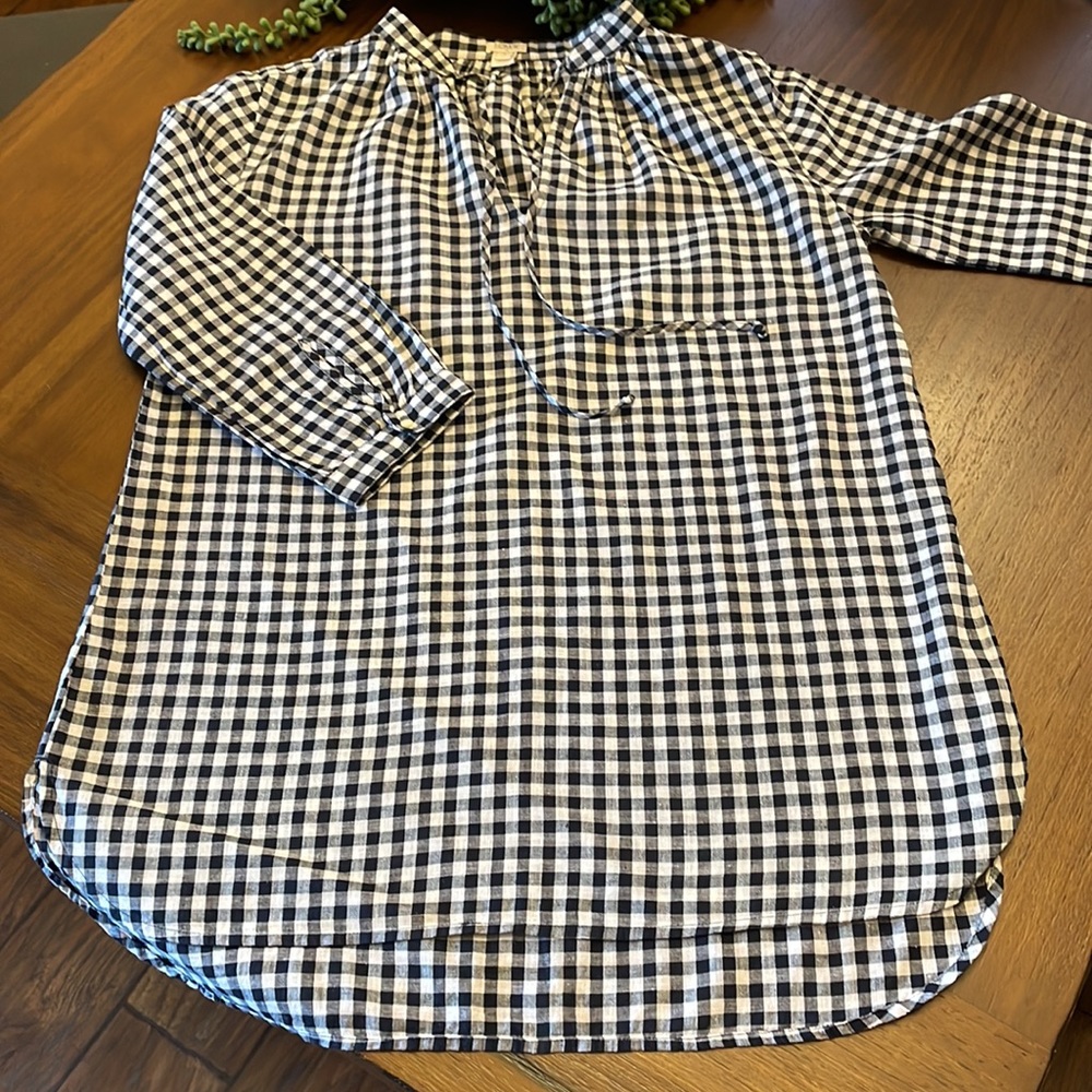 J Crew Black White Gingham Tunic